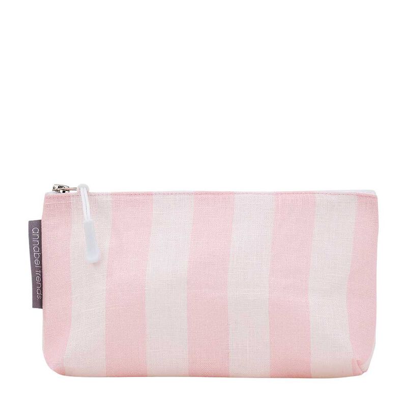 Annabel Trends Linen Cosmetics Bag Small - Pink Stripe image number 0